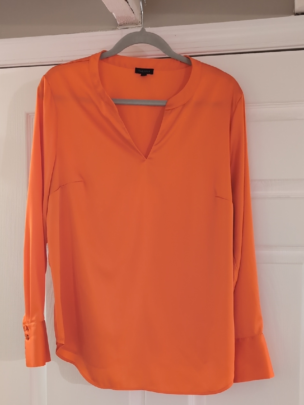Talbots Orange V-Neck Long-Sleeve Blouse